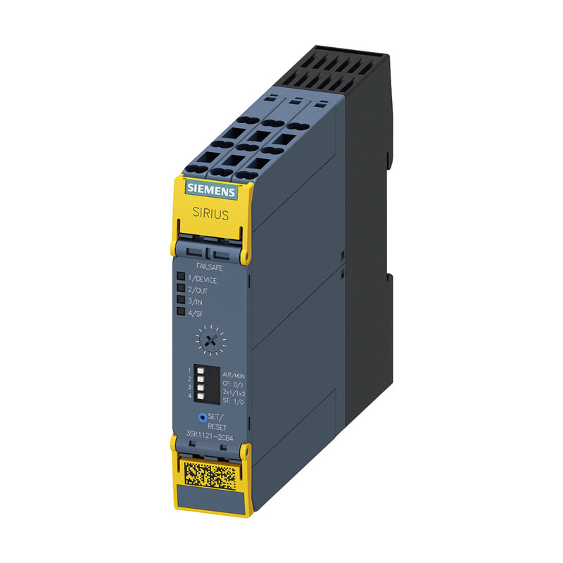 Siemens 3SK1121-2CB41 safety relay module for secure industrial machinery and equipment integration.