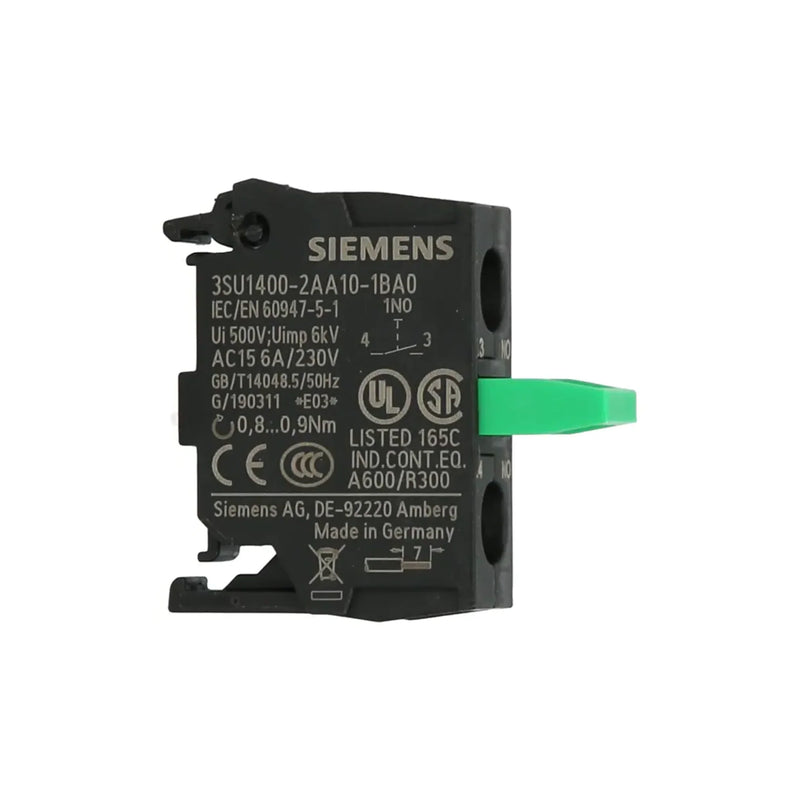 Siemens 22mm button, blue actuator, for industrial control, ensuring reliable performance and robust design