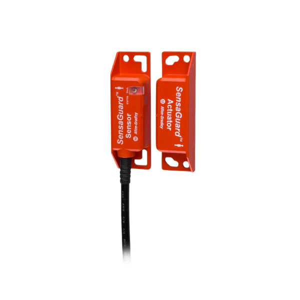 Allen-Bradley 440N-Z21SS2H SensaGuard non-contact safety switch with RFID and LED features for machine guard monitoring.