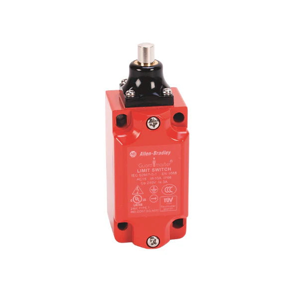Allen-Bradley 440P-MDPS11B safety limit switch, metal housing, dome plunger, 1 N.C. and 1 N.O. contacts, M20 connection