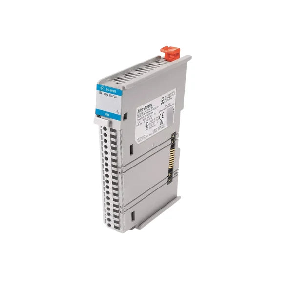 Allen-Bradley 5069-IB16K compact I/O module with 16 DC sink inputs and conformal coating for durability.