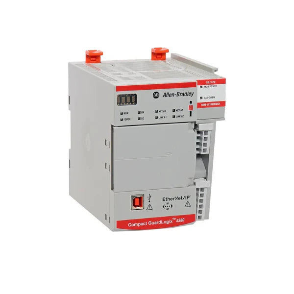 Allen-Bradley 5069-L306ERS2 Compact GuardLogix controller, SIL 2/PLd certification, dual memory, versatile application.
