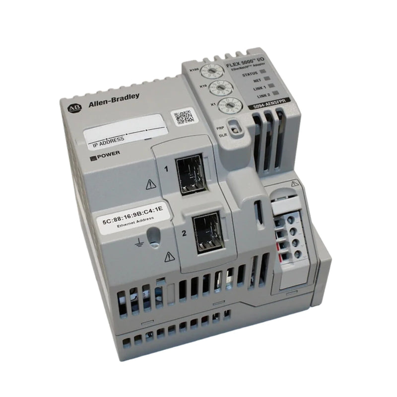 Allen-Bradley 5094-AENSFPR FLEX 5000 EtherNet/IP Adapter, SFP dual-port, 24V DC, supports 8 modules