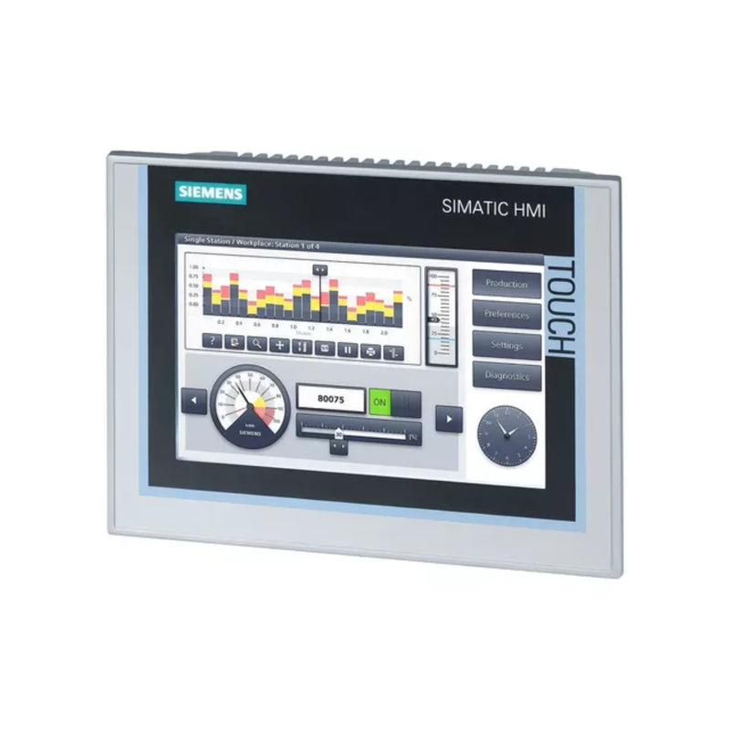 Siemens HMI KTP400, 4-inch touchscreen, efficient PROFINET connection for seamless industrial automation.