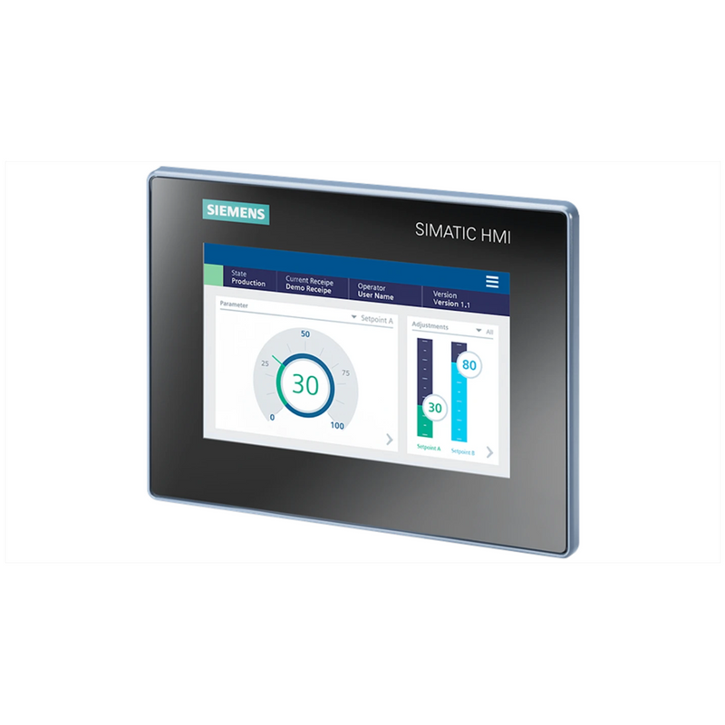 Siemens 6AV2123-3DB32-0AW0 HMI panel, 7-inch display, PROFINET support, designed for industrial automation.