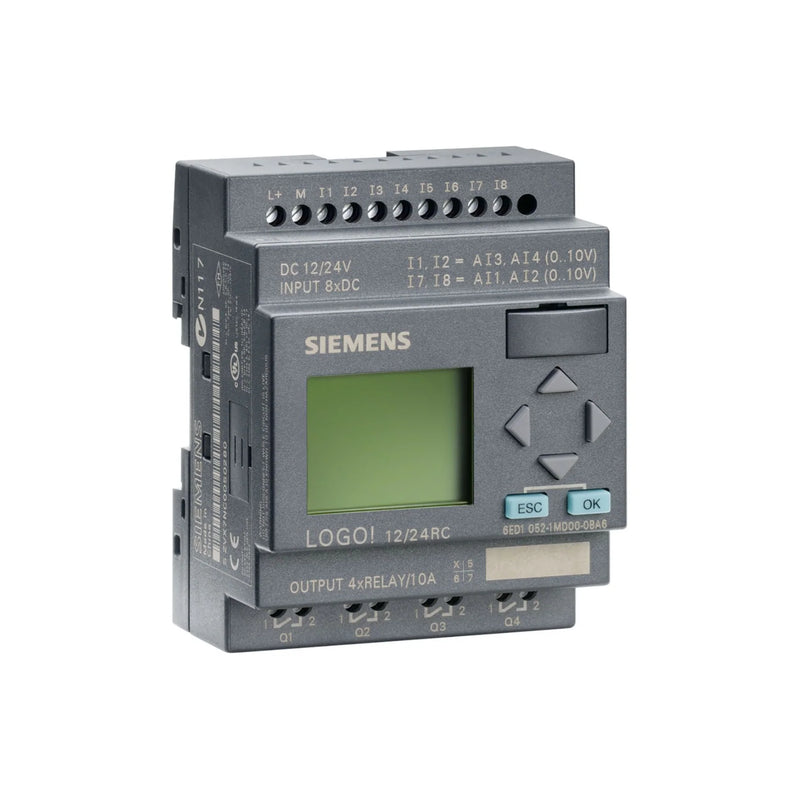 Siemens 6ED1052-1MD00-0BA6 LOGO! module with multiple I/Os for compact automation tasks.
