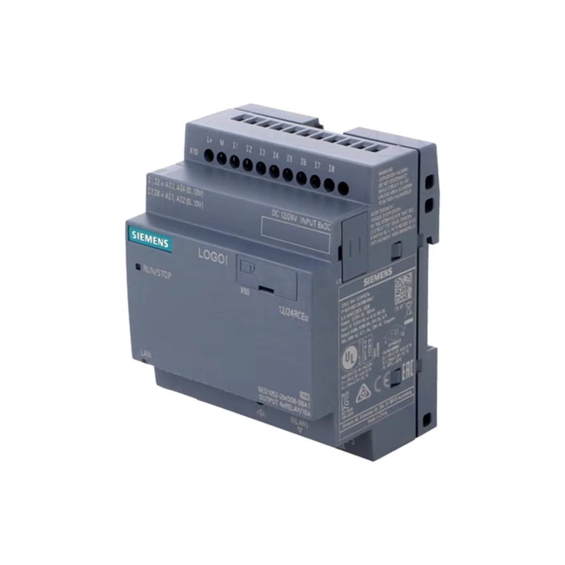 Siemens Logic Module 6ED1052-2HB08-0BA1, 8 inputs, 4 outputs, 24V, automation control features, discontinued 2024.