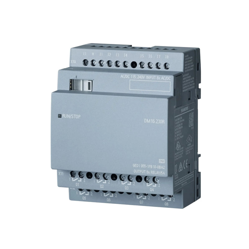 Siemens LOGO! 8 expansion module with additional digital inputs, relay outputs for advanced control tasks.