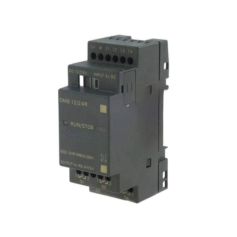 Siemens 6ED1055-1MB00-0BA1 module with 4 inputs and 4 outputs, suitable for automation.
