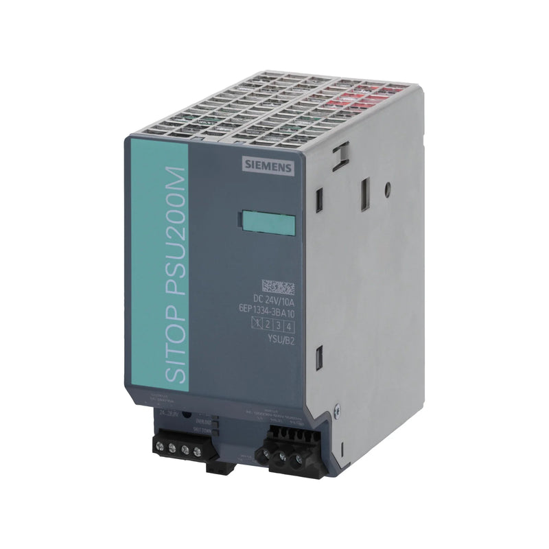 Compact Siemens 6EP1334-3BA10 SITOP PSU100L 24V DC power supply, suitable for automation with 10A efficiency.