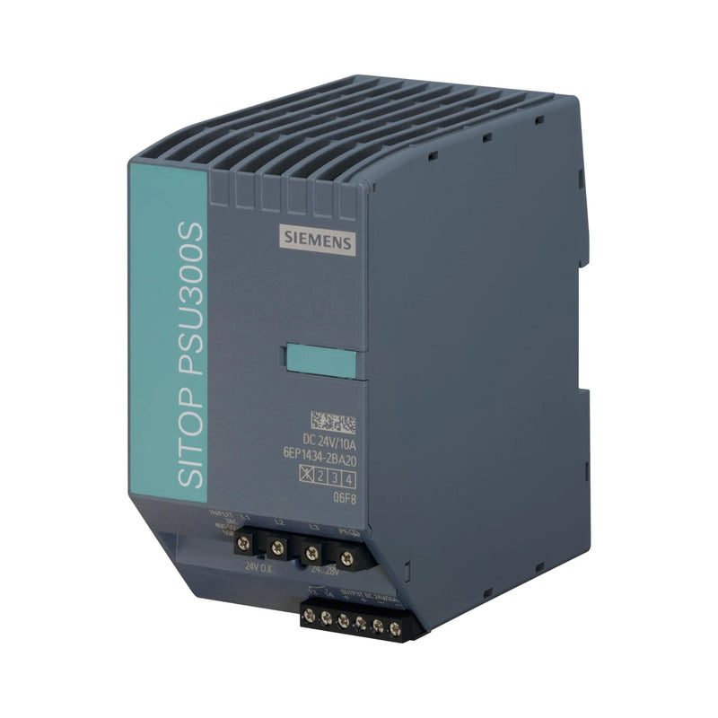 Siemens 6EP1434-2BA20 PSU100L provides 24V 10A for industrial automation and PLC systems.