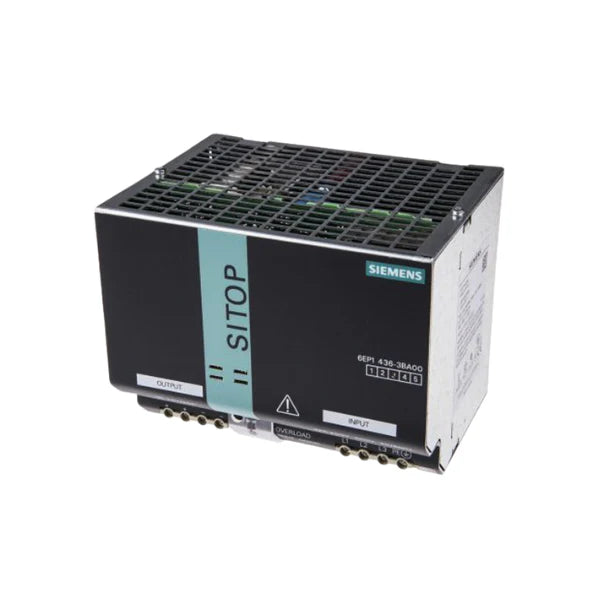 Siemens 6EP1436-3BA00 power supply, 24V DC, 40A, for industrial automation, DIN rail compatible.