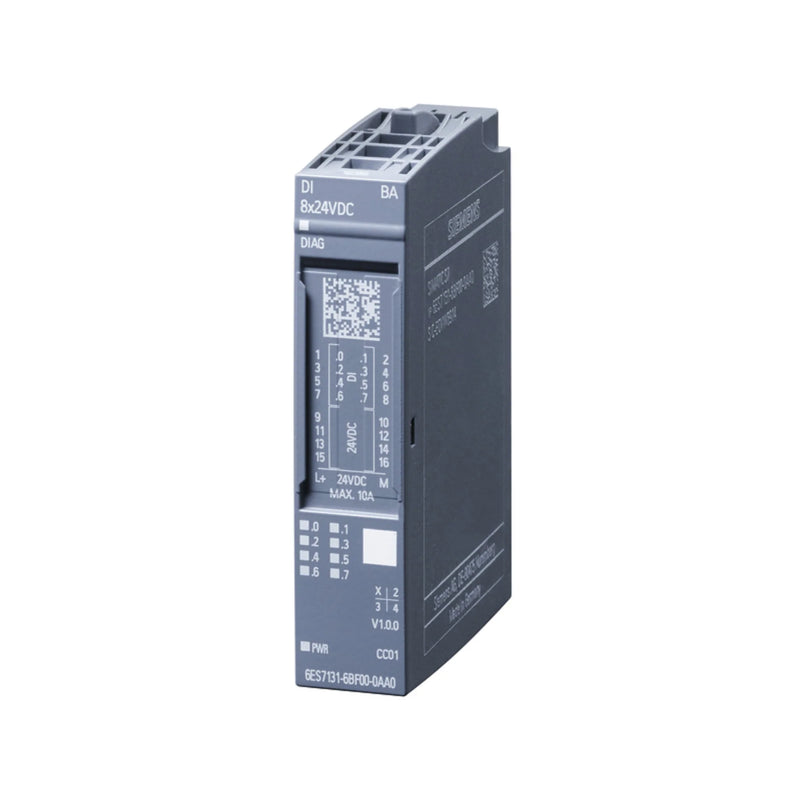 Siemens 6ES7131-6BF00-0BA0, ET 200SP, 8 digital inputs, 24V DC, industrial signal acquisition module.