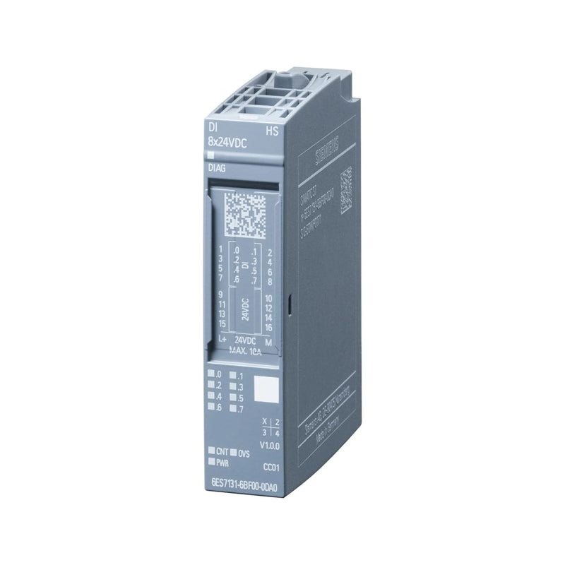 Siemens 6ES7131-6BF00-0DA0, SIMATIC ET 200SP digital input module with 8 digital inputs for industrial automation.