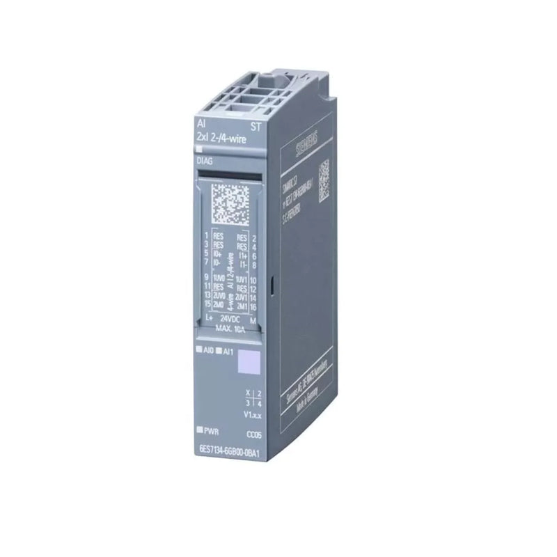 Siemens 6ES7134-6GB00-0BA1 module; precise, high-resolution, 2 AI, compact, for automation and control systems.