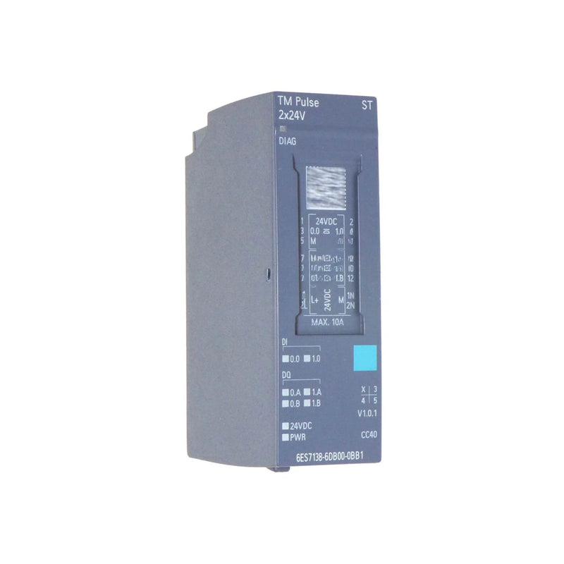 Siemens 6ES7138-6DB00-0BB1 module with 2 PWM channels for precise control in industrial automation.