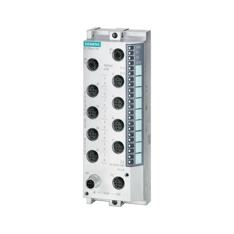 Siemens digital input module 6ES7147-6BG00-0AB0 with 16 inputs for industrial automation, 24V DC, compact design.