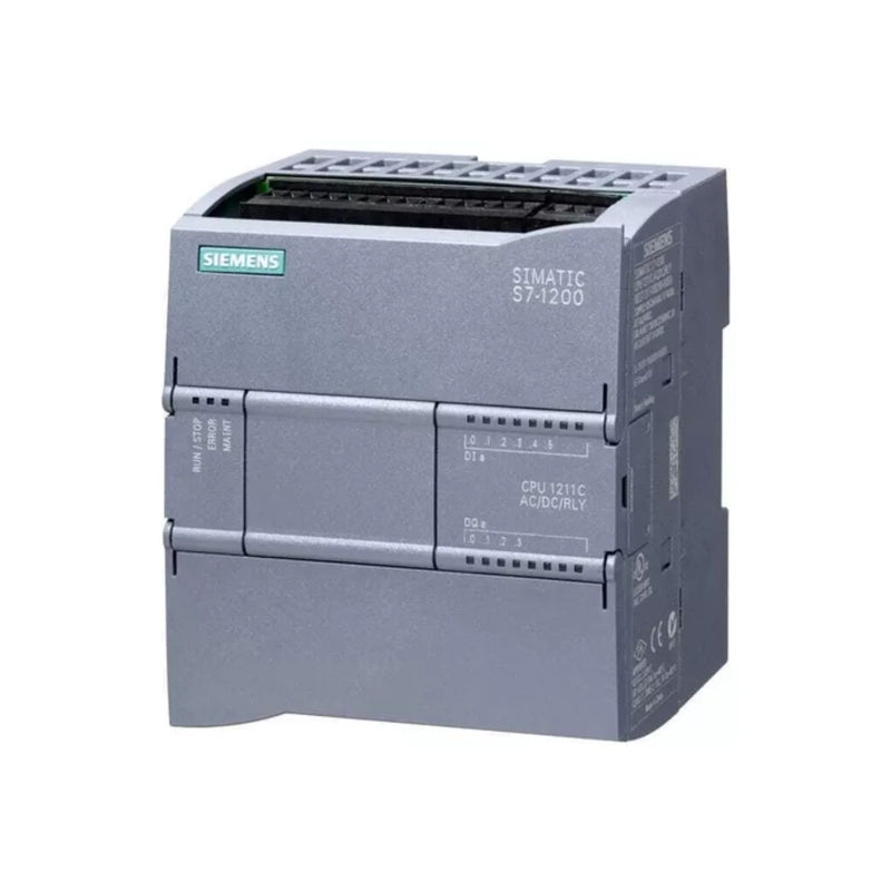 Siemens SIMATIC S7-1200 CPU 1211C with integrated I/Os for efficient industrial automation.