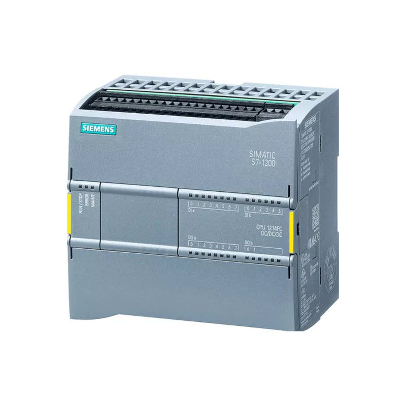 Side view of Siemens 6ES7212-1AF40-0XB0 compact PLC CPU for efficient industrial automation control systems.