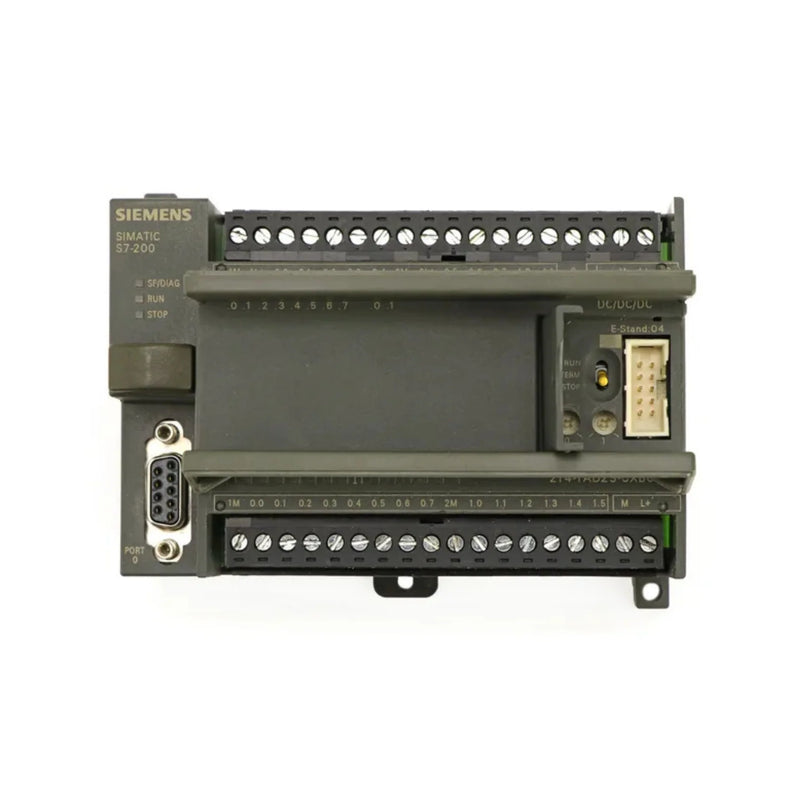 Siemens SIMATIC S7-1200 CPU 1214C PLC with 14 inputs, 10 outputs, designed for automation in industrial settings.