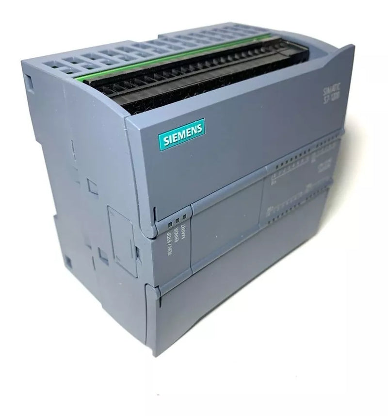 Multiple Siemens SIMATIC S7-1200 PLC images with detailed product display for industrial automation overview.