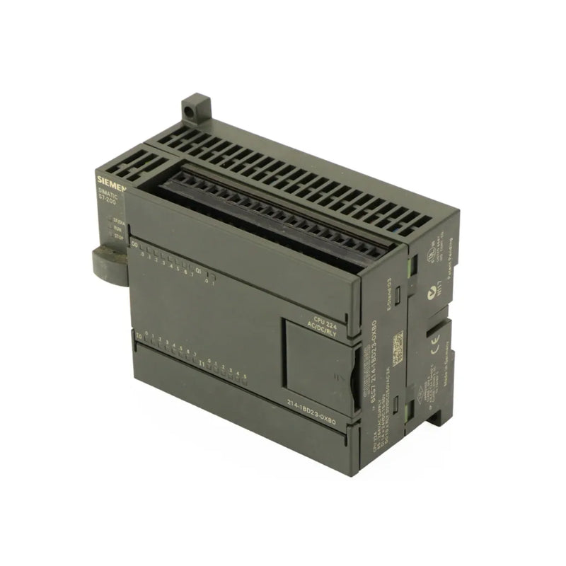 Siemens 6ES7214-1BD23-0XB0 PLC with 14 digital inputs, 10 outputs. Compact design for versatile industrial use.