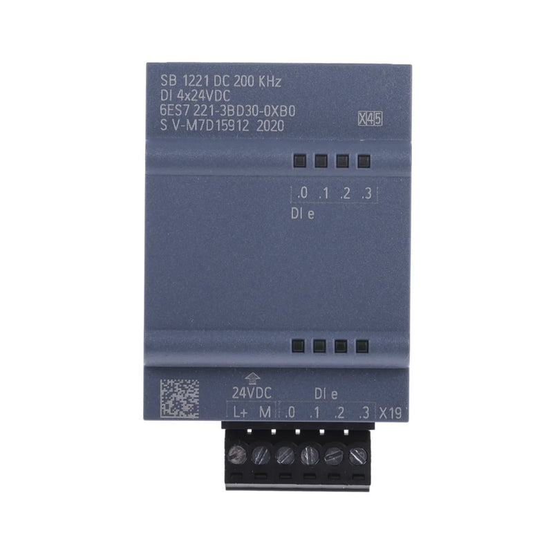 Siemens S7-1200 SB 1221 digital input module, 4 inputs, 24V DC, 200 kHz, sourcing input, compact module.