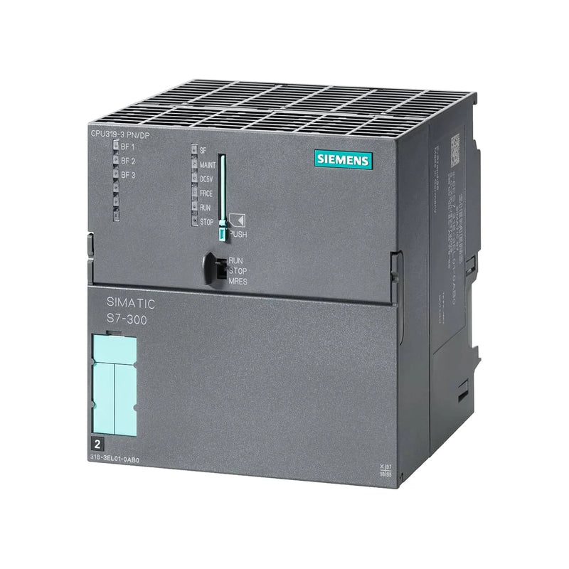 Siemens 6ES7318-3EL01-0AB0, SIMATIC S7-300 CPU, supports PROFINET, PROFIBUS, ideal for industrial automation.