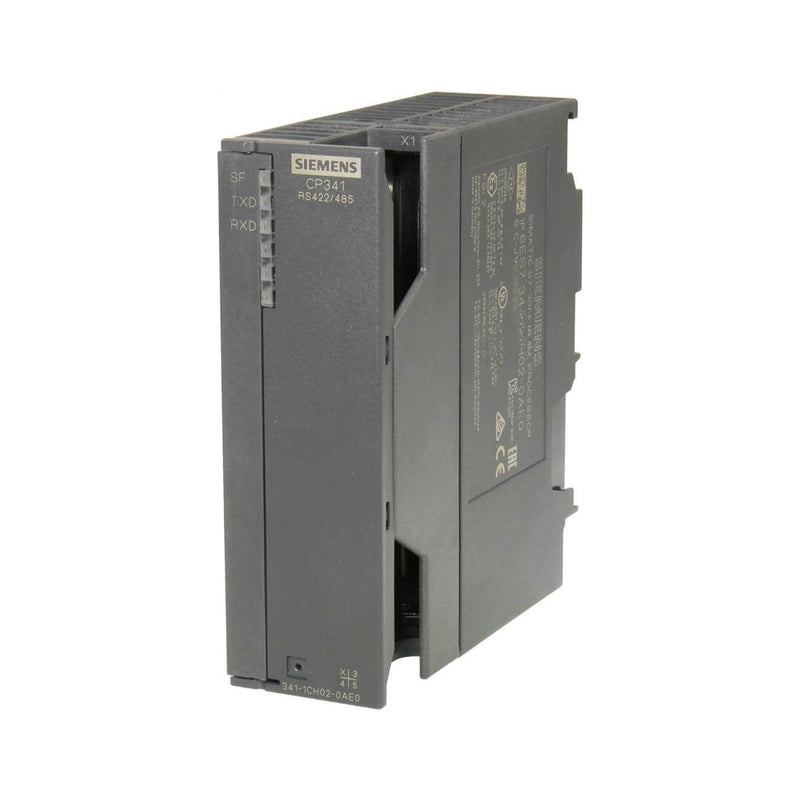 Siemens 6ES7341-1CH02-0AE0 CP 341 communication module with RS422/RS485 for industrial settings.