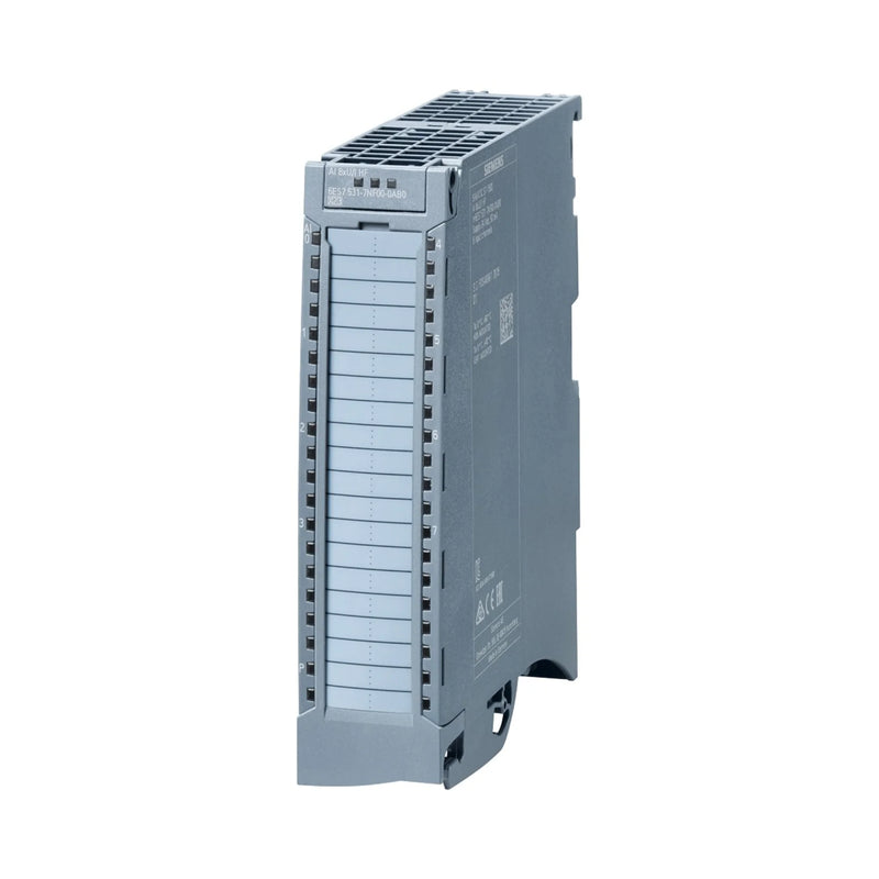 Front view of Siemens 6ES7531 analog module for automation, 8 inputs, precise 16-bit resolution, ideal for process control.