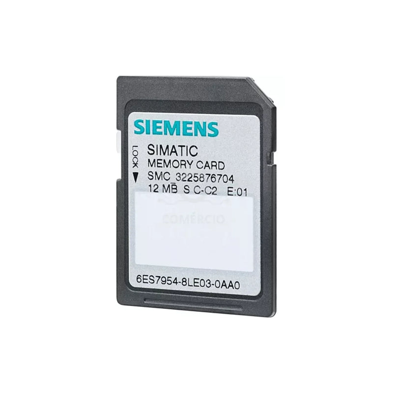 Siemens 6ES7954-8LF03-0AA0 memory card for SIMATIC S7-1500 with 8MB capacity and industrial-grade reliability.
