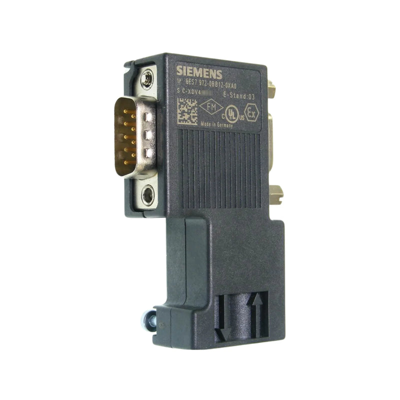 Reliable Siemens 6ES7972-0BB12-0XA0 PROFIBUS connector for efficient industrial data communication