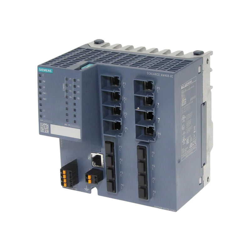 Siemens SCALANCE XM408-8C managed modular switch with 8 combo ports for efficient industrial networking flexibility.