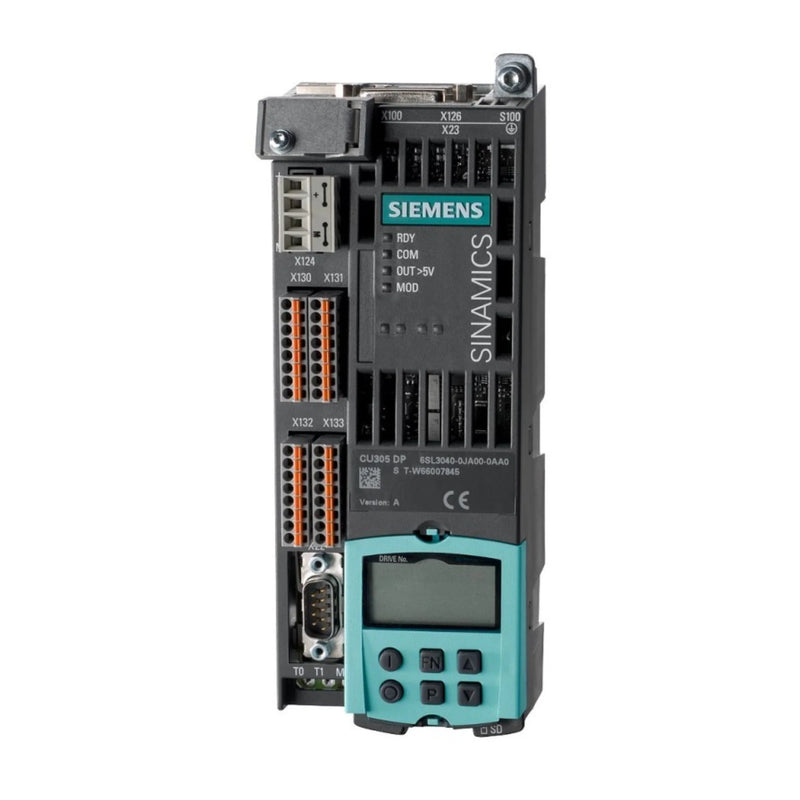 Siemens CU320-2 DP unit with PROFIBUS interface for precise multi-axis drive control, compact design.