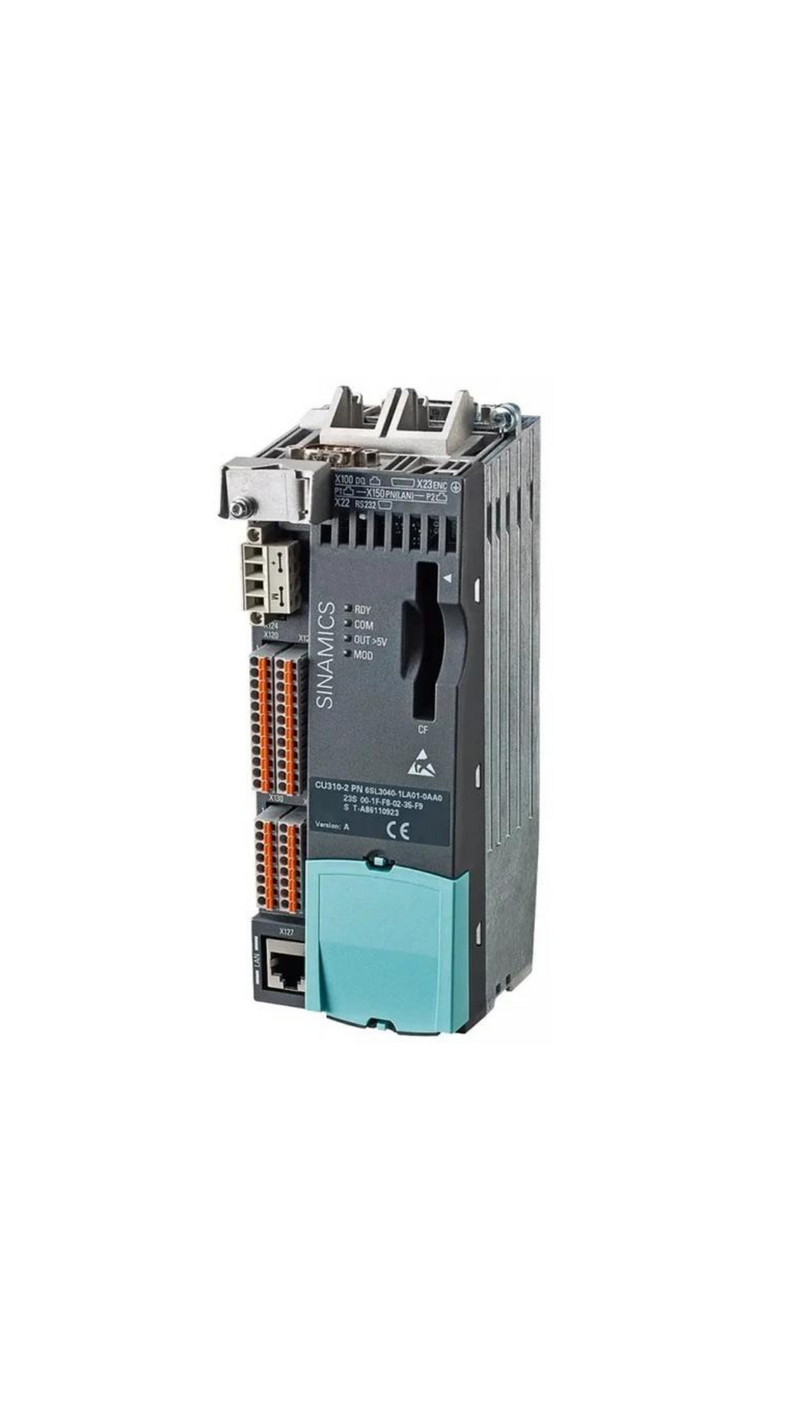 Siemens 6SL3040-1LA01-0AA0 CU310-2 PN unit with PROFINET for precise single-axis SINAMICS S120 motion control.