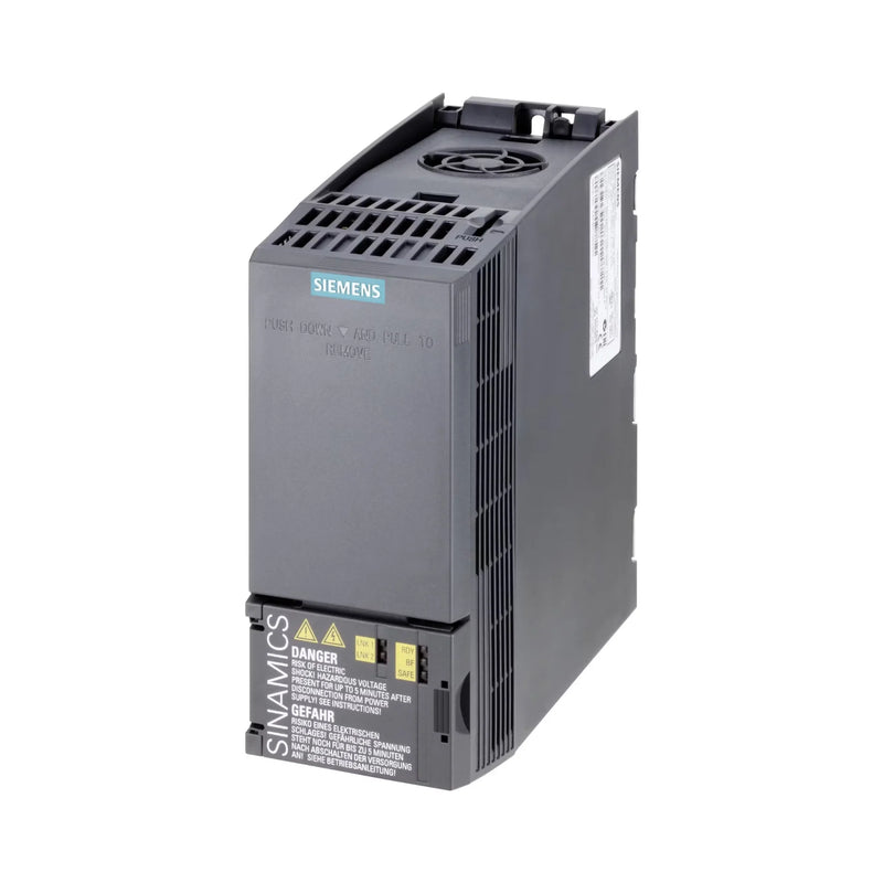 Siemens 6SL3210-1KE17-5UB1 drive, 7.5 kW, ideal for water, HVAC systems with Modbus RTU and safety enhancements.
