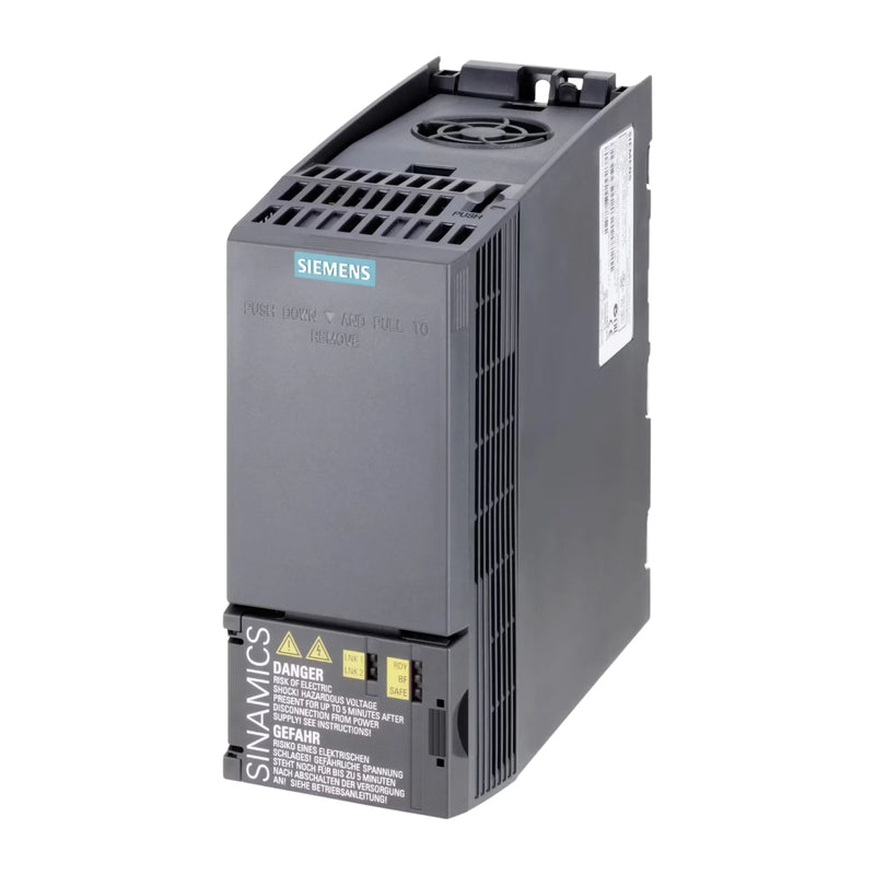 Compact Siemens 6SL3210-1KE18-8UB1 inverter, 9.5kW, 22A, for automation, with PROFINET communication.