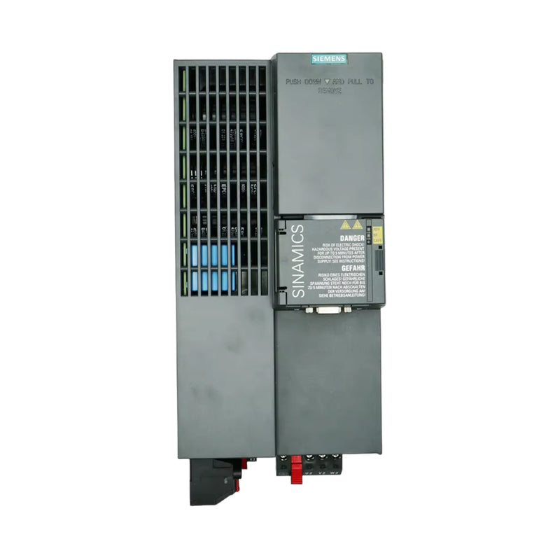 Efficient Siemens 6SL3210-1KE22-6AP1 power module, 5.5 kW, 3AC 400 V, featuring integrated brake chopper.