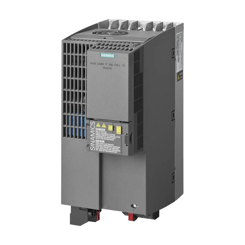 Siemens 6SL3210 inverter with built-in safety and communication for compact motor control solutions.
