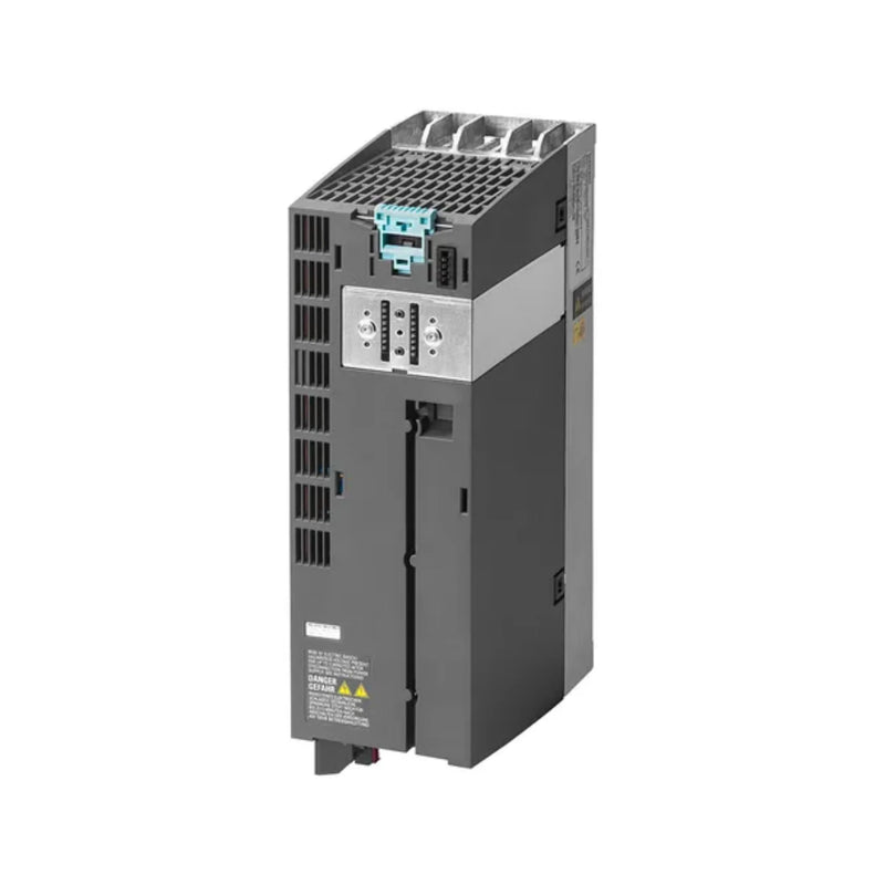 Siemens 6SL3210-1PE18-0AL1 module for industrial AC motor control with Class A filter and braking chopper.