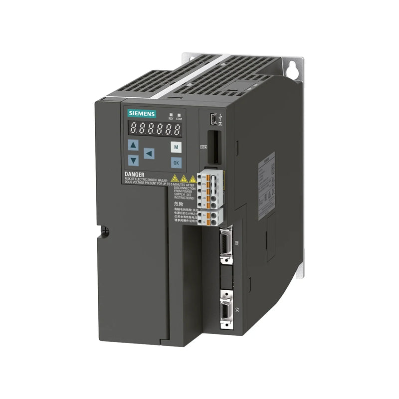 Siemens 6SL3210-5FE10-8UF0 G120, 22 kW drive with PROFINET and STO for efficient motor control.