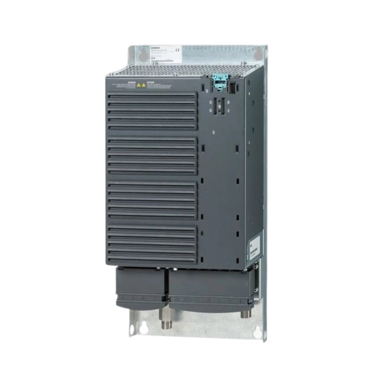 Siemens PM240-2 module 6SL3224-0BE35-5AA0, 22 kW, with integrated braking chopper and IP20 protection for cabinets.
