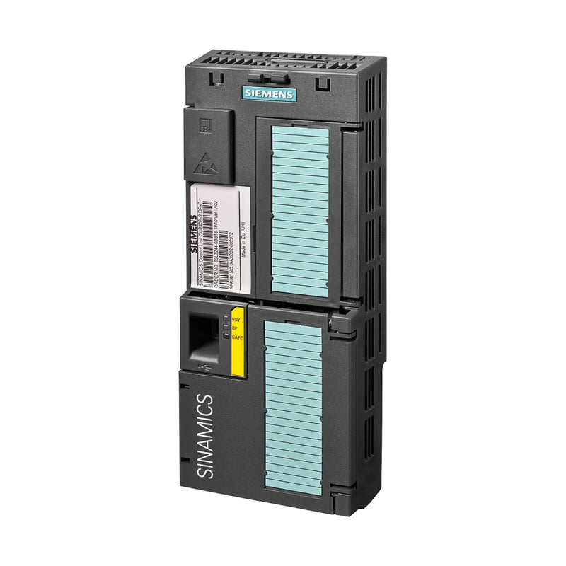 Siemens dual motor module, SINAMICS S120, 2 × 12 A, efficient for industrial automation.