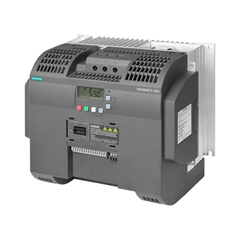 Siemens frequency inverter, 11 kW, 400V, perfect for HVAC and water roles with built-in EMC filter.