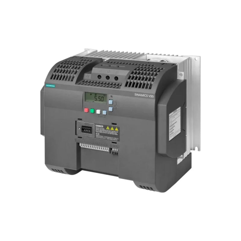 High-performance Siemens inverter drive for 15 kW motor control, compact design, integrated STO safety, and RS-485 protocols.