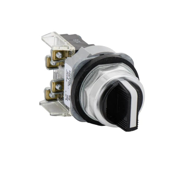 Allen-Bradley 800T-H2A switch, 2-position, 30.5mm, maintained, non-illuminated, white knob, industrial use.