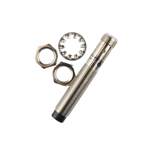 Inductive sensor with 12mm barrel, 4mm sensing, 2000 Hz frequency, PNP output, ideal for industrial applications.