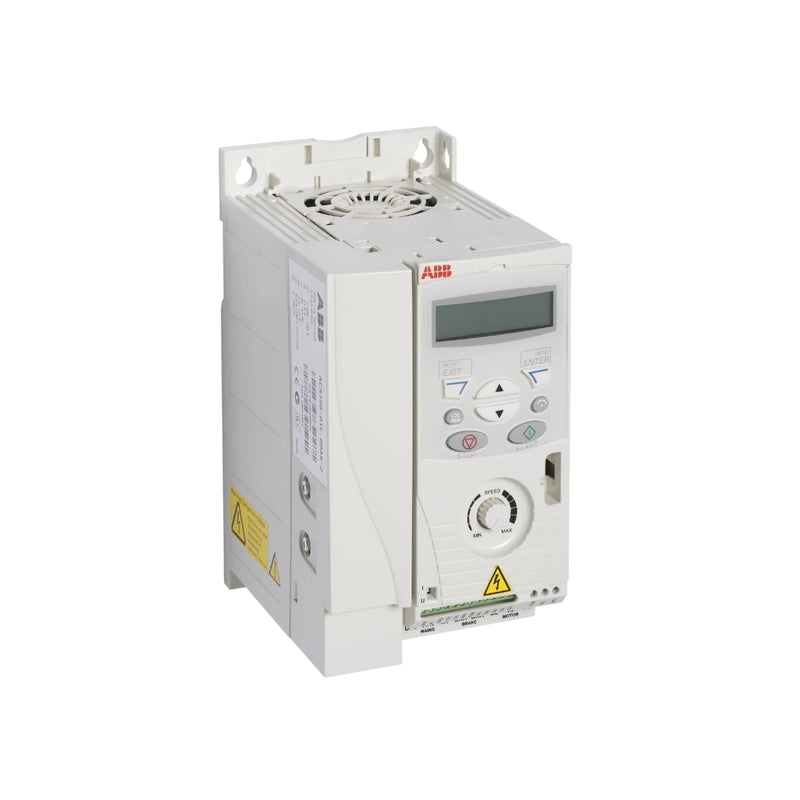 Compact ABB ACS150-01E-09A8-2 VFD: 9.8 A, 230 V, perfect for light-duty motor control in commercial environments.