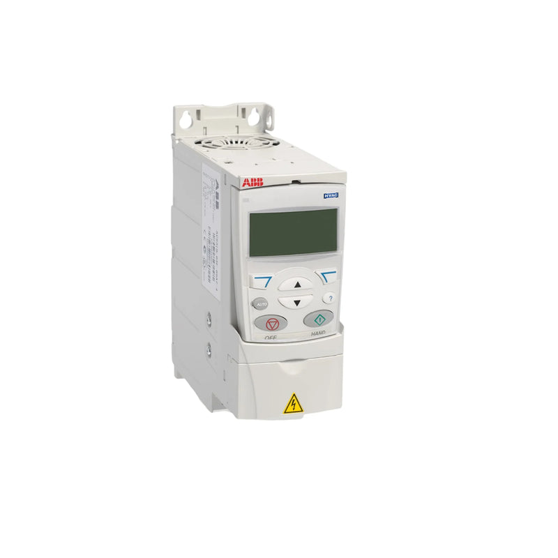 Compact ABB ACS320-03U-15A6-4, 15.6 A, 3-phase VFD for efficient industrial motor control and diverse uses.