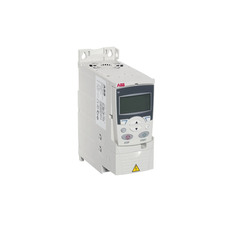 Compact ABB VFD, 4.7 A, 3-phase, 240 V, ideal for machine automation and control efficiency.